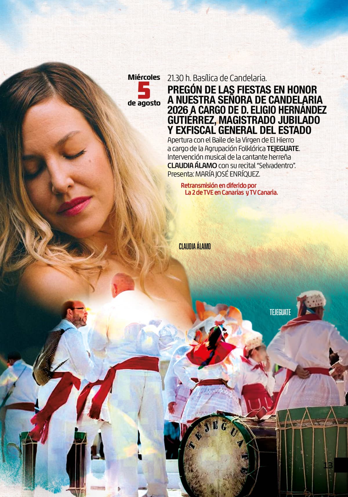 PREGÓN DE LAS FIESTAS EN HONOR A NUESTRA SEÑORA DE CANDELARIA 2026