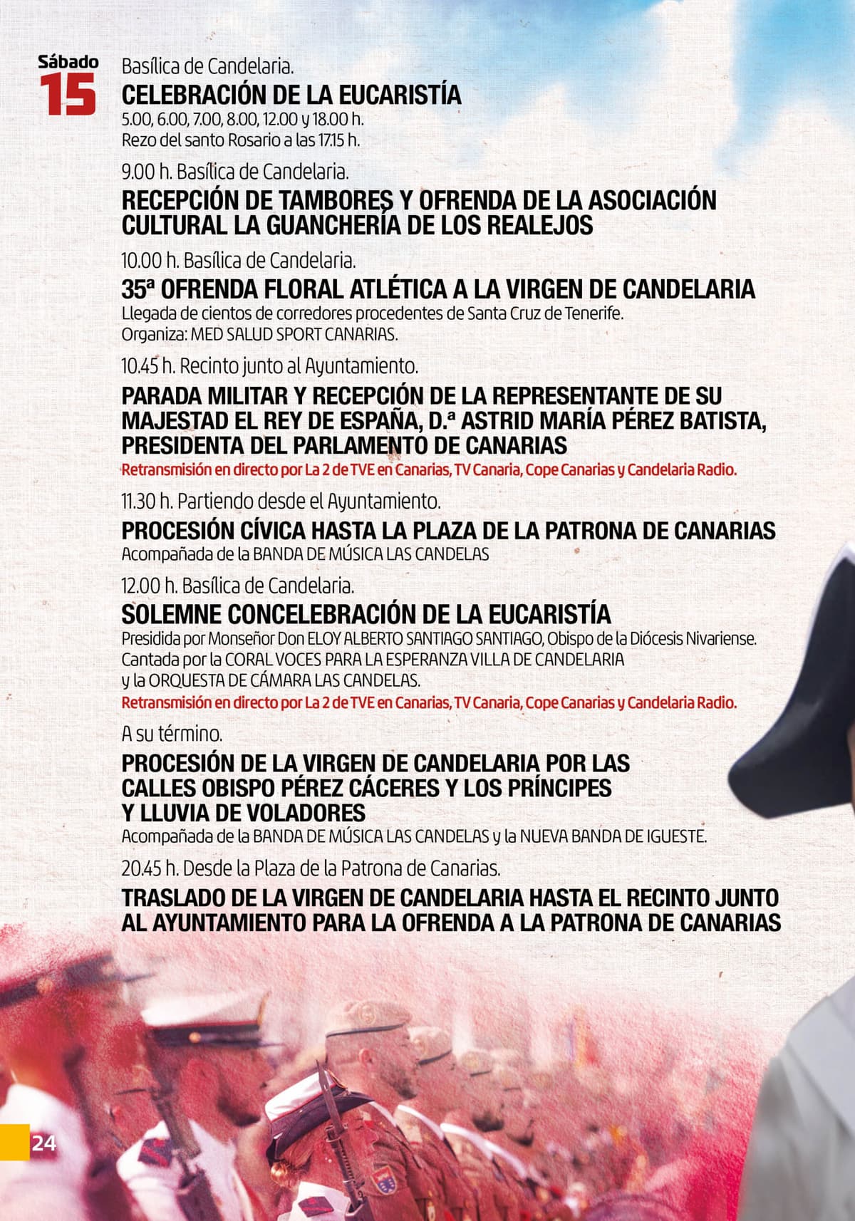 EVENTS FOR THE FEAST DAY OF THE PATRON SAINT OF THE CANARY ISLANDS, 15 AUGUST